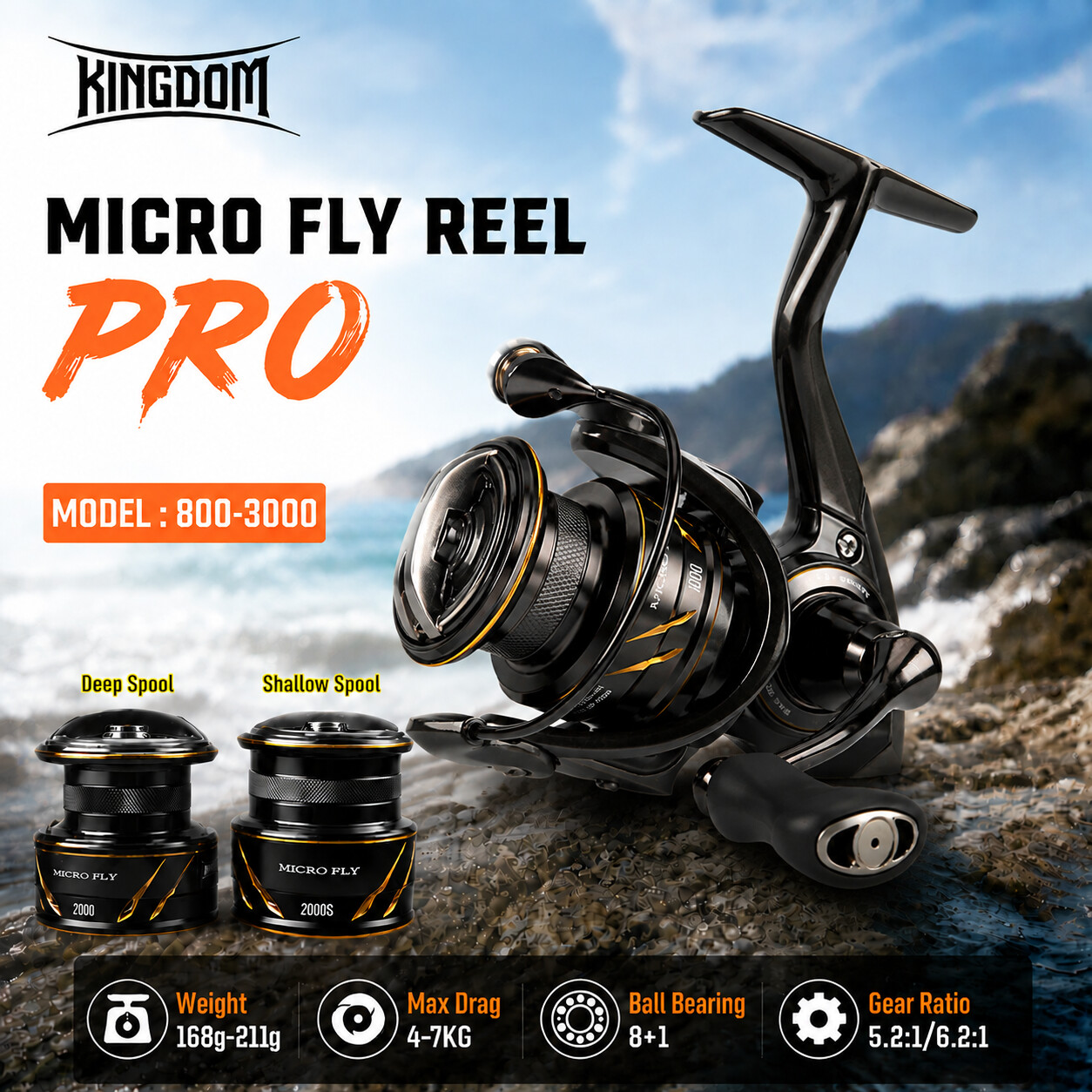 Kastking Reel Zephyr - Carretilha de Pesca Kingdom Micro Fly
